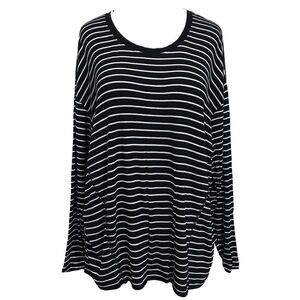 Cabi Crosswalk Tee Black & White Striped 3/4 Sleeves Shirt Size Small
